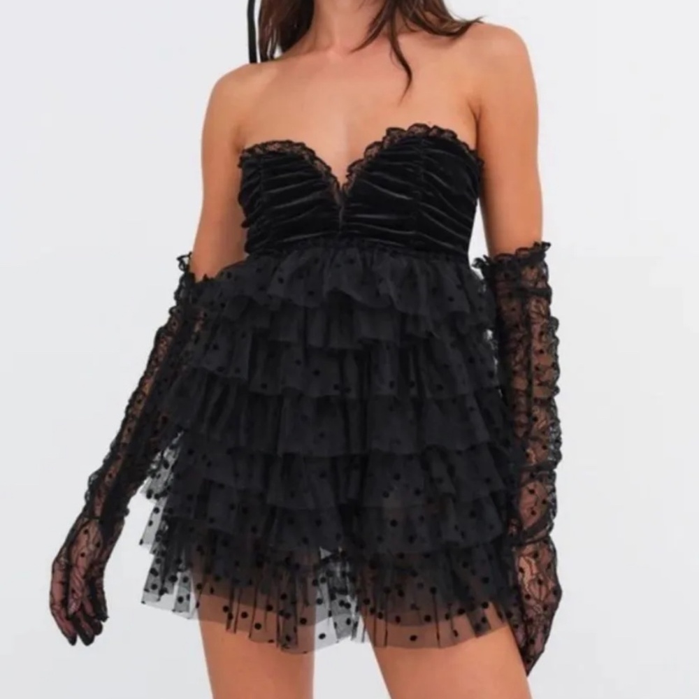For Love & Lemons Jourdan Dress in Black – Size XS
